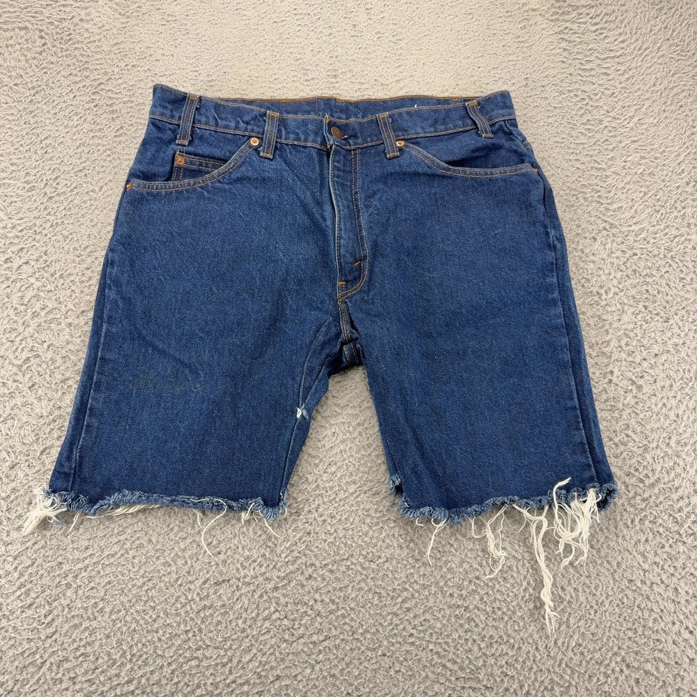 Vintage Levi's 509 Orange Tab Cut Off Denim Shorts‎ Mens 36 USA Made Frayed Hem